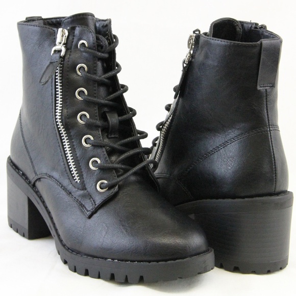 lace up ankle boots mid heel